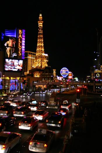IMG_4709.JPG - The main strip in Las Vegas.  The "Eiffel Tower" looks rather small here, but it is actually 1/2 size.